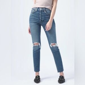 •RE/DONE Comfort Stretch High Rise Jean in Dusk Destroy